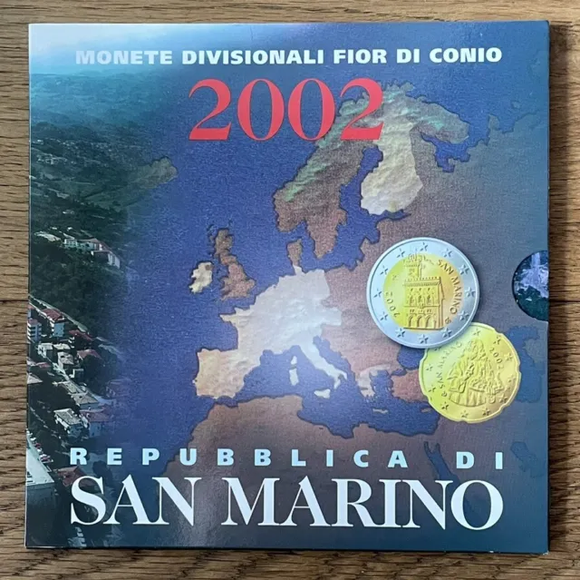 SAN MARINO EURO KMS 2002 Stempelglanz OFFIZIELL Coin Set Kursmünzensatz