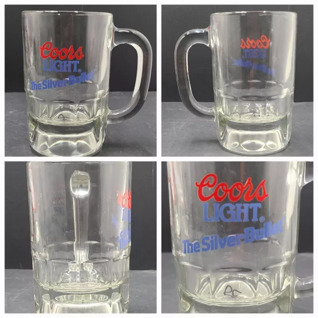 Vintage Coors Light "The Silver Bullet" Heavy Glass  Beer Mug Stein Barware 5"