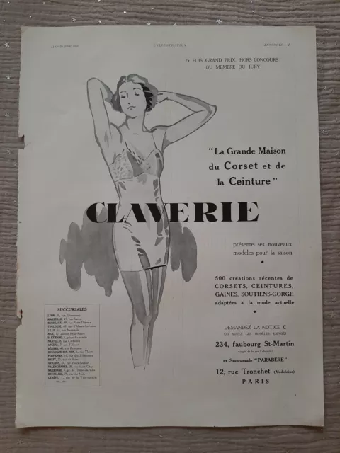 Publicité de presse ancienneA. Claverie de 1933 - Old paper advertisement