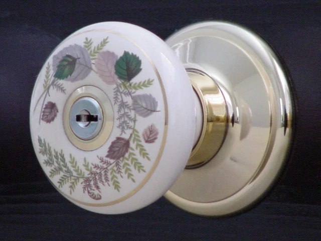 Porcelain Ceramic Knobs w/22K Gold finished fit interior/exterior door