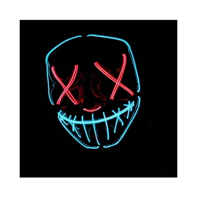 Masque Terrifiant Halloween Led Bleues Et Rouges