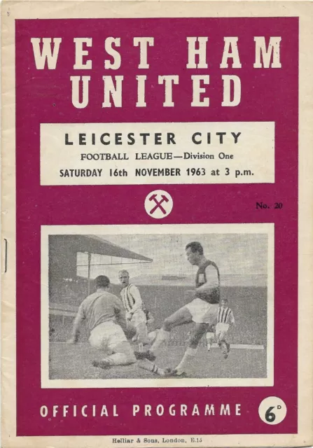 1963-1964 West Ham United v Leicester City Division 1 Programme