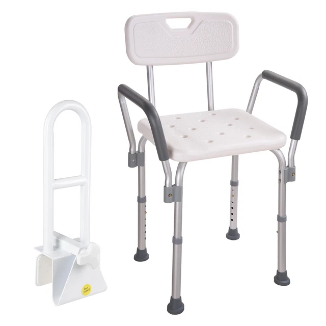 Medical Shower Chair Bath Adjustable Seat with Bathtub Grab Bar for Elderly Home