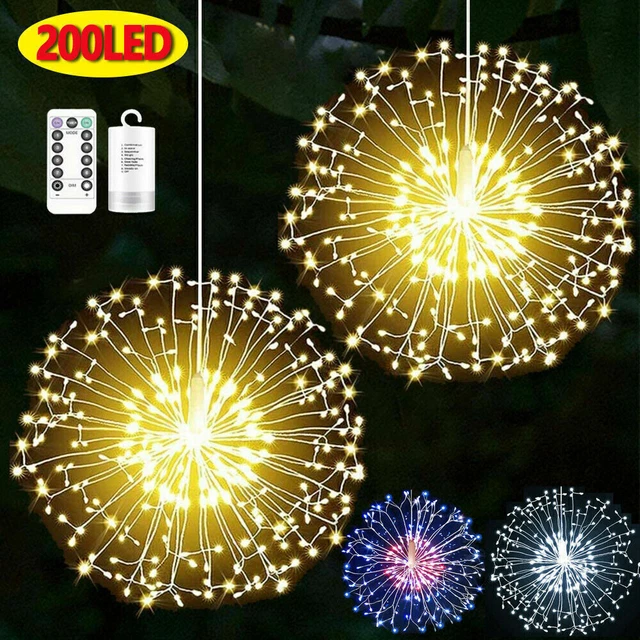 Lot De 2 Guirlandes Lumineuses 120 Led À Piles Blanc Chaud Fil De Cuivre Étanche Décoration D