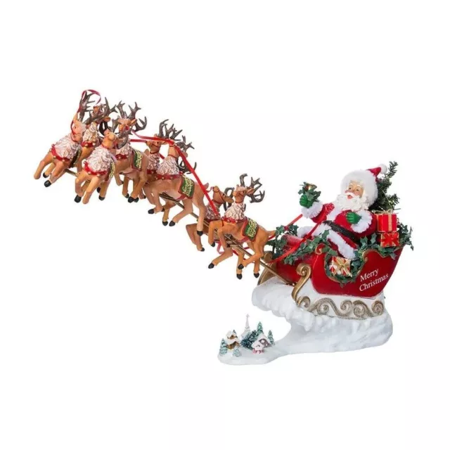 Now Dash Away All Musical Santa with Reindeer Fabriche Christmas Figurine Set