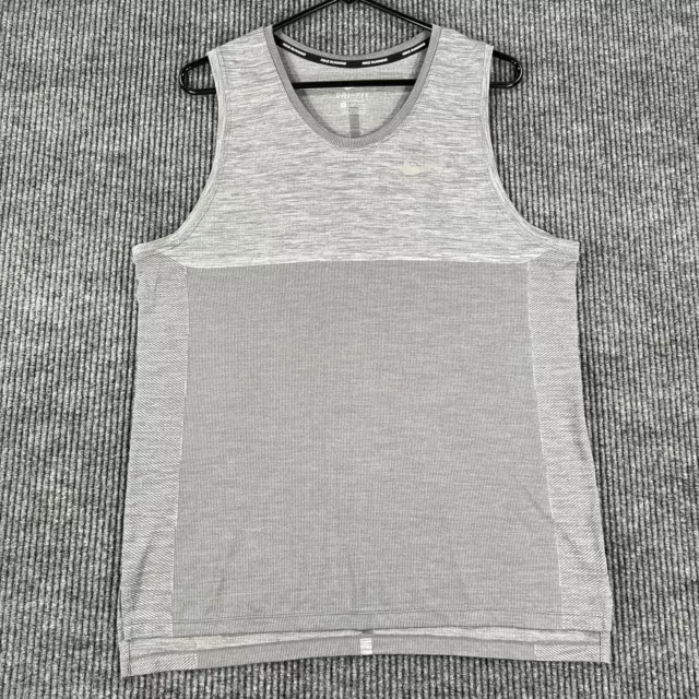 Nike Running Dri-Fit Mens Medium Gray Sleeveless Tank Top Activewear Gym Lift