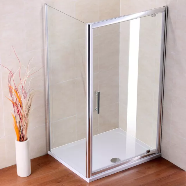 Pivot Shower Enclosure Glass Door Cubicle Screen Side Panel Shower Tray + waste