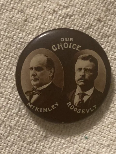 Vintage 1900 McKINLEY Teddy ROOSEVELT Jugate PRESIDENTIAL CAMPAIGN BUTTON PIN
