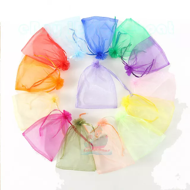 50/100/200/500PCS Sheer Organza 12x10cm Jewelry Pouches Wedding Favor Gift Bags