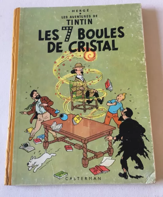 (T41)  HERGE TINTIN - LES 7 BOULES DE CRISTAL 2e PLAT B12 DE 1955 - TBE