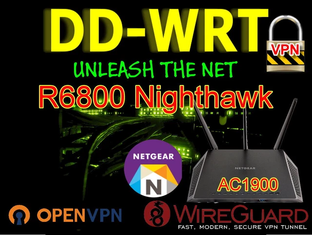 Netgear R6800 AC1900 DDWRT Router - Wireguard OpenVPN Nord Etc * free setup*