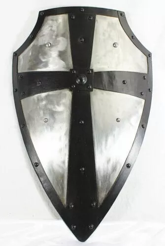 INDO Hand Forged Gothic LAYERED STEEL CROSS SHIELD Medieval Battle Armor sca
