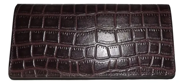 New Italia Leather Croc Embossed Clutch Credit Card Id Wallet Brown