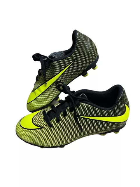 Nike Jr. Bravata II Kids Firm-Ground Neon Yellow Soccer Cleats Toddler Size 3.5Y