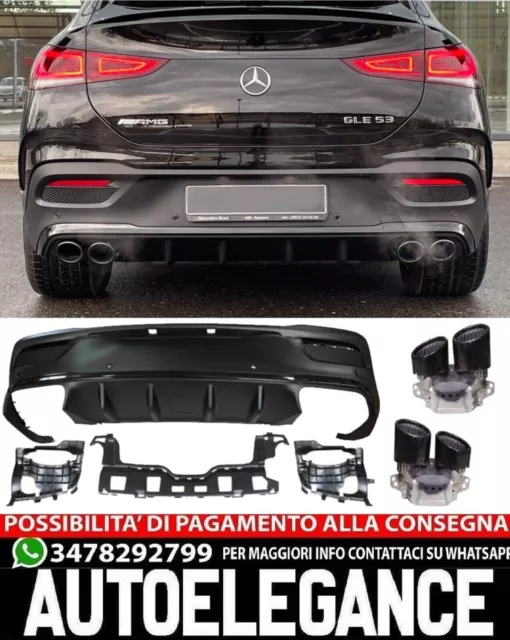 Diffuseur+Bornes Noir Adapté Pour Mercedes W167 C167 Gle Coupé Look 53 Amg