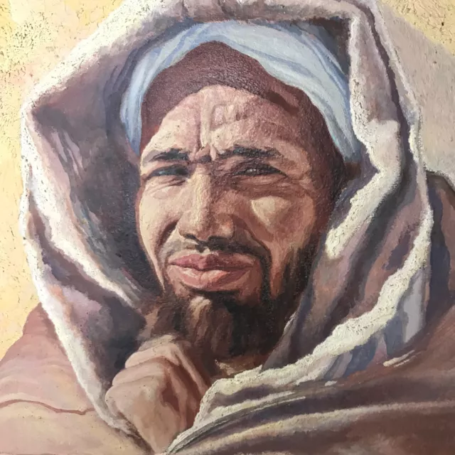 LE MAURE signé P. DILLE 20e  peinture orientaliste tableau Maroc ancien vintage
