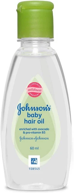 2 X ACEITE para el cabello de bebé de Johnson Aguacate No Grasado Pro-vitamina B5 Suave Suave 60 ml X 2