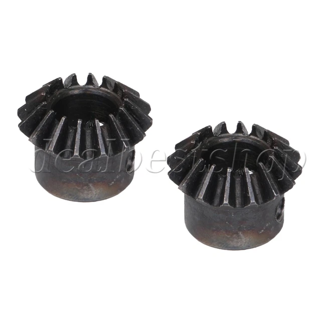 12mm Hole 1.5 Module 16 Teeth Silver Black 45# Steel Bevel Gear Pack of 2