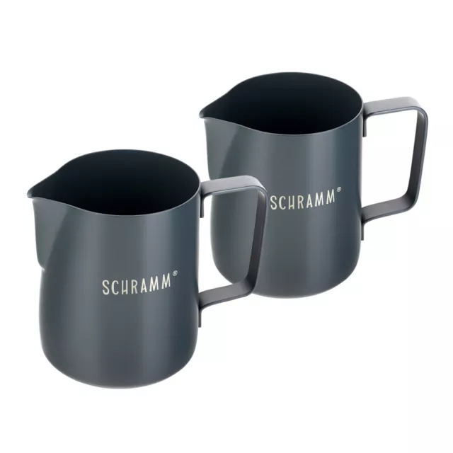 Schramm® 2 Stück Milchkännchen Edelstahl grau  Aufschäumkännchen Milchschaum