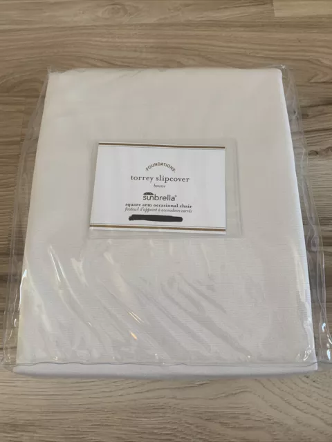 Pottery Barn Sunbrella Rain Square Arm Occasional Chair Slipcover - Natural