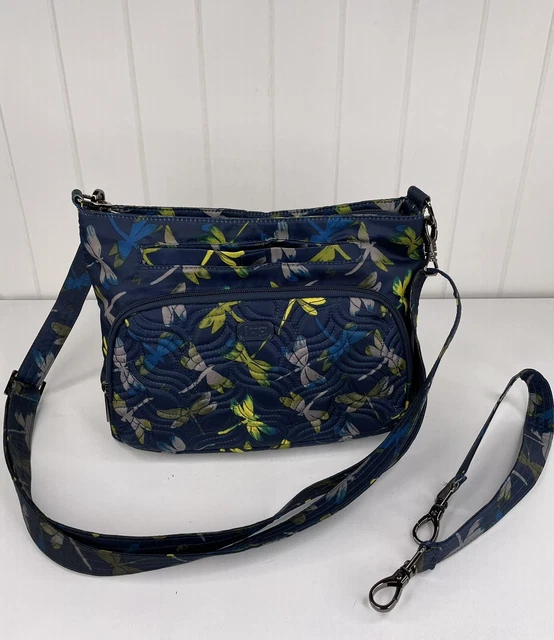 Lug SAMBA RFID Navy Blue Dragonfly Design Crossbody Tote Handbag