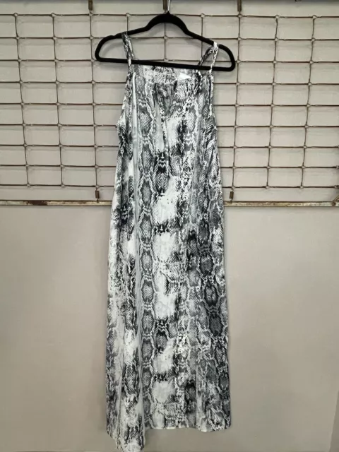 New! Women’s JODIFL Snake Print Halter Maxi Dress White Black Gray Size Medium
