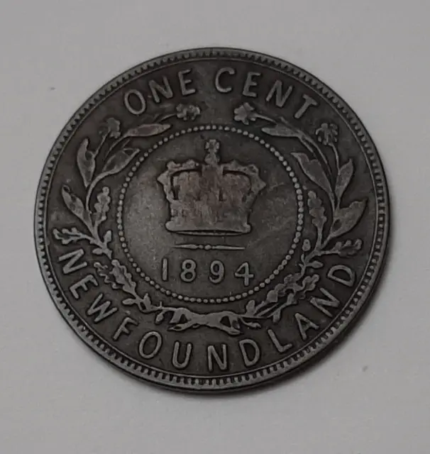 1894 Newfoundland Large One Cent Coin - Queen Victoria