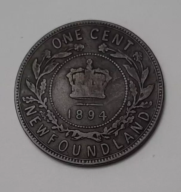 1894 Newfoundland Large One Cent Coin - Queen Victoria