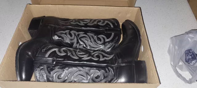 Dan Post Black Leather Western Cowboy Boots Mens 10.5 D