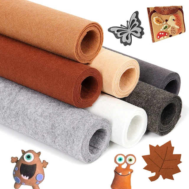 Paquete de hojas de tela de fieltro ZAIONE: 7 rollos rígidos 21 cm x 90 cm surtidos colores artesanales