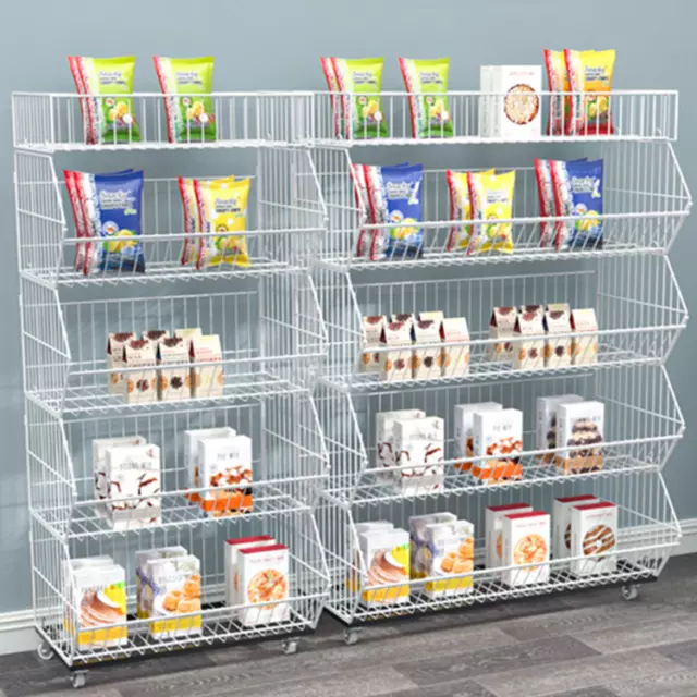 5 Layer White Black Wire Grid Retail Shelving Shelf Merchandise Display