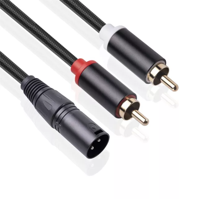 3-Pin XLR Male To 2-RCA Male Microphone Audio Cable Y Adapter Converter 1M 2M