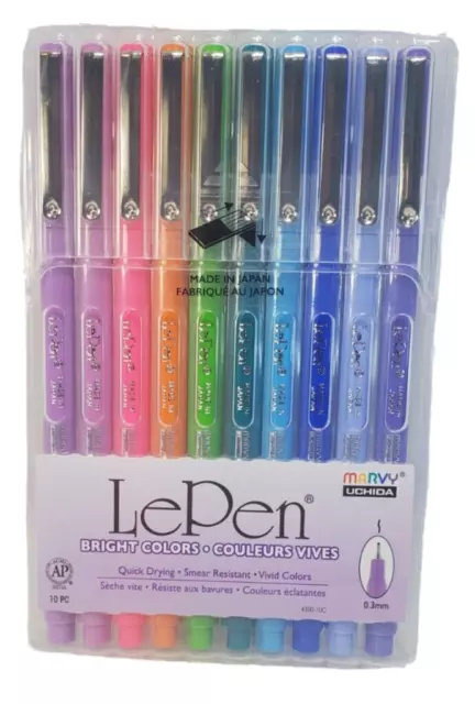 Le Pen Bright Colors Pens 10 Piece top 0.3mm New