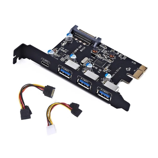 PCIE USB3.0 Expansion Card PCI-Express to USB3.0 Type-C Adapter Converter 4 Port