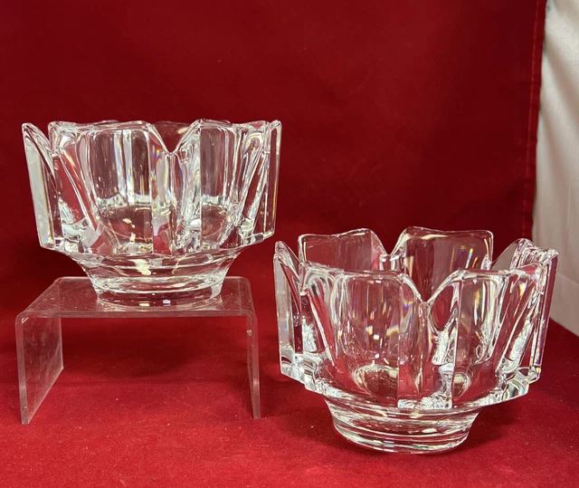 VTG Lot Of 2 Orrefors Swedish Crystal "SKAL" 4.5” Bowls 4384/31 IOB
