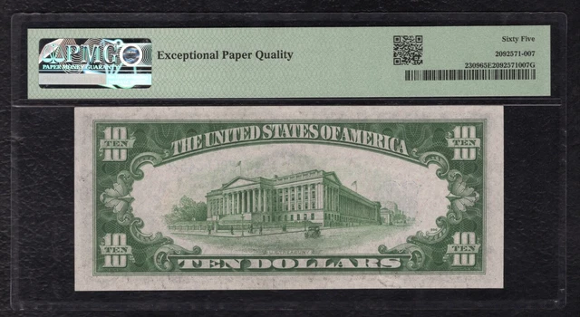 Fr. 2309 1934-A $10 “North Africa” Silver Certificate Pmg Gem Uncirculated-65Epq 2