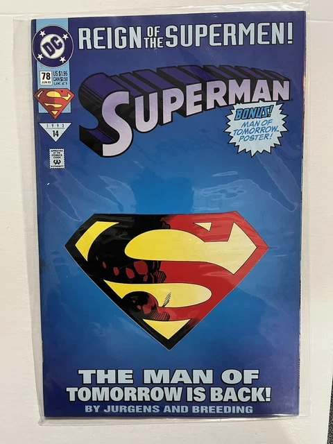 Superman #78 Reign of the Supermen! DC Comics June 1993, Die Cut Cover | Combin