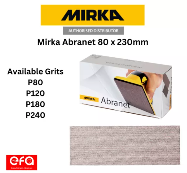 Mirka Abranet Strips 80 x 230mm Sheets - Pack of 5/10/25/50