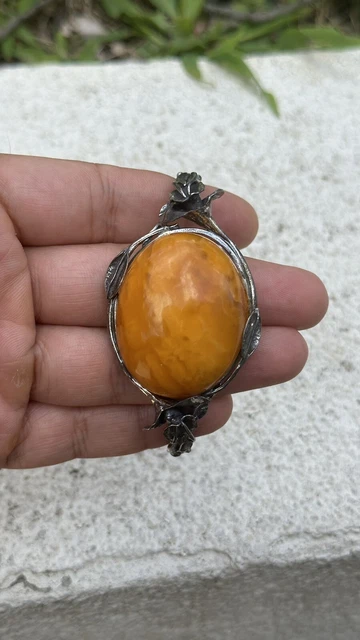 Splendido Antique Ambra Baltica Braccialetto Argento Sterling Fiore