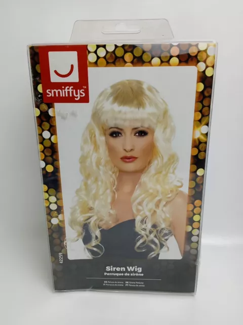 Smiffys Ladies Blond Curly Bob Wig Fringe Flapper Siren Fancy Dress Accessory m2