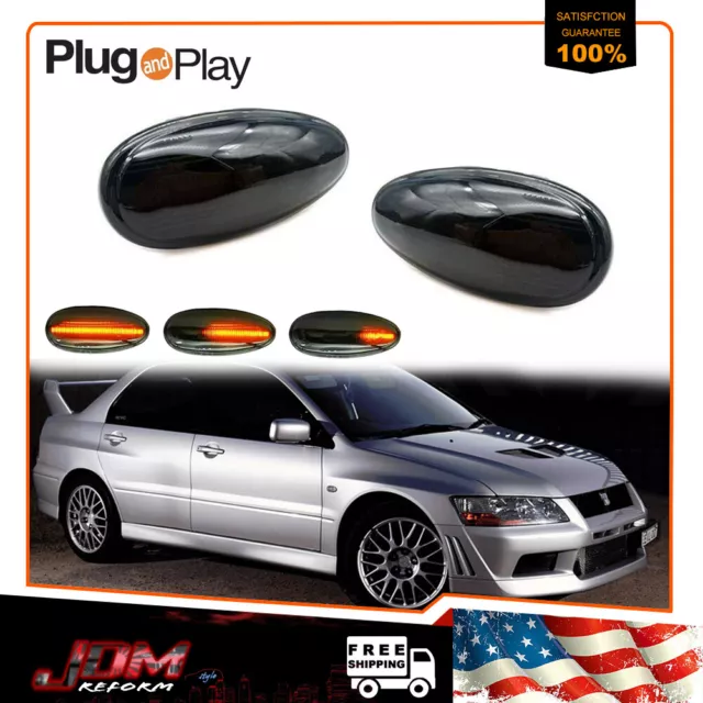 Smoked LED Dynamic Fender Turn Signal Lamp For Mitsubishi Lancer IMiev Outlander