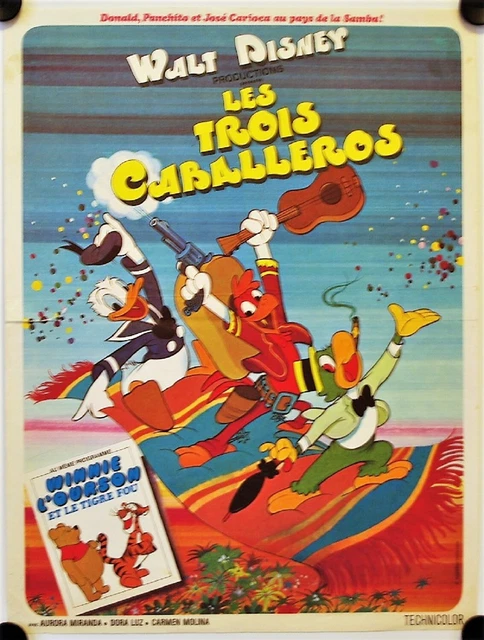 Affiche Cinéma TROIS CABALLEROS 1944 FERGUSON Marina Luz Molina 40x60 ressortie