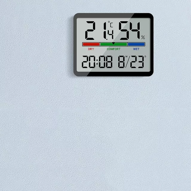 Digital Electronic Alarm Clock LCD Large Screen Displays Wall Clock Thermometer