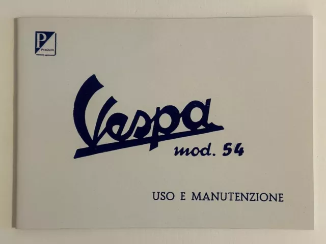 Libretto uso e manutenzione VESPA mod.1954