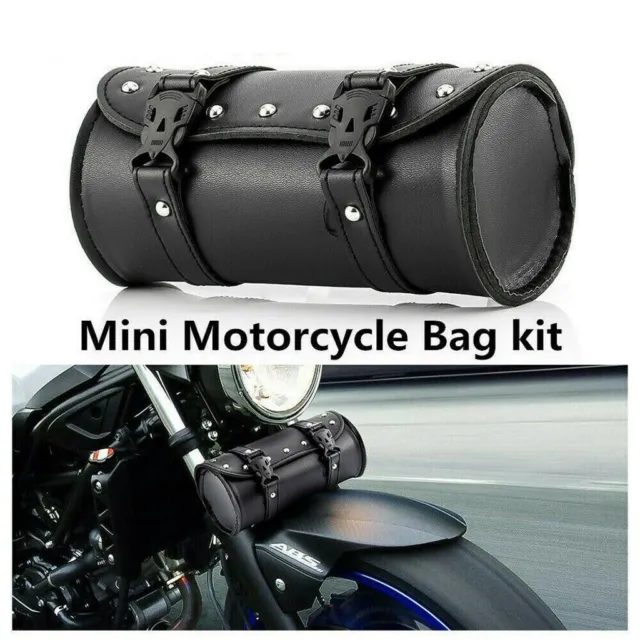 Toolbag Werkzeug LEDER Lenker Tasche Rolle Chopper Schwarz für Motorrad