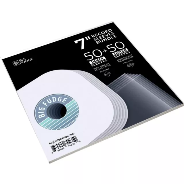 BIG FUDGE Vinyl Schutzhüllen - 50 Innenhüllen & 50 Außenhüllen für 7 Inch