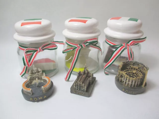 Petersdom Kolosseum Rom Mailand Dom Poly Modell mit Bonbon Glas 3er Set Italien