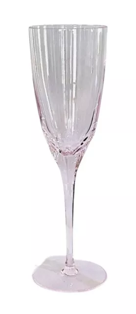 PINK Crystal Fluted Champagne Glass 9 3/8” Multisided Pink Stem Flute EUC