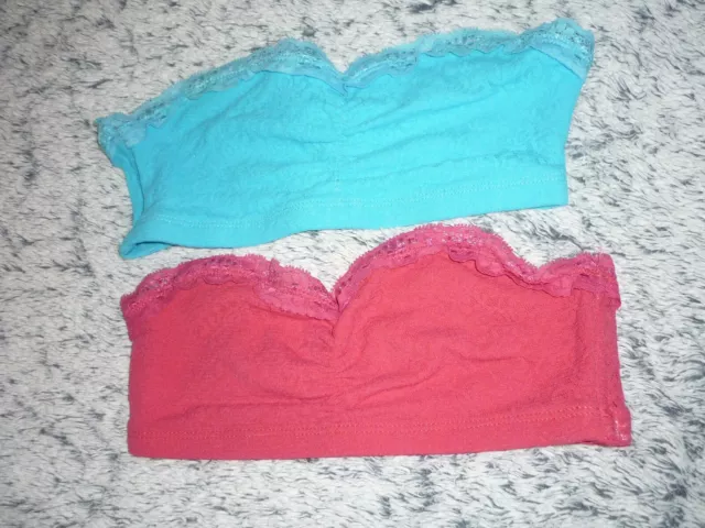 lot de 2 brassières bandeau en dentelle corail et turquoise Undiz Taille XS