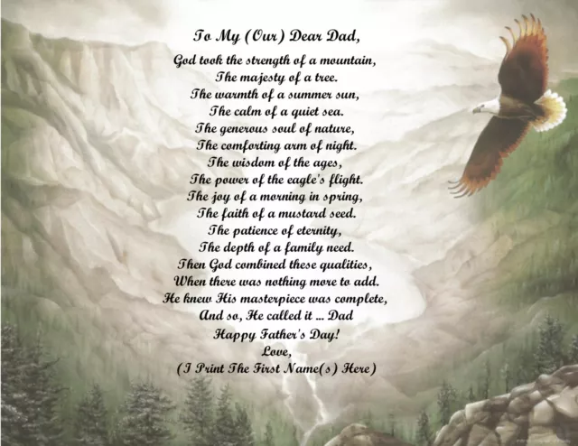 Father's Day Gift 4 Dad from your Son, Daughter, 2+Children Personalized Poem #3